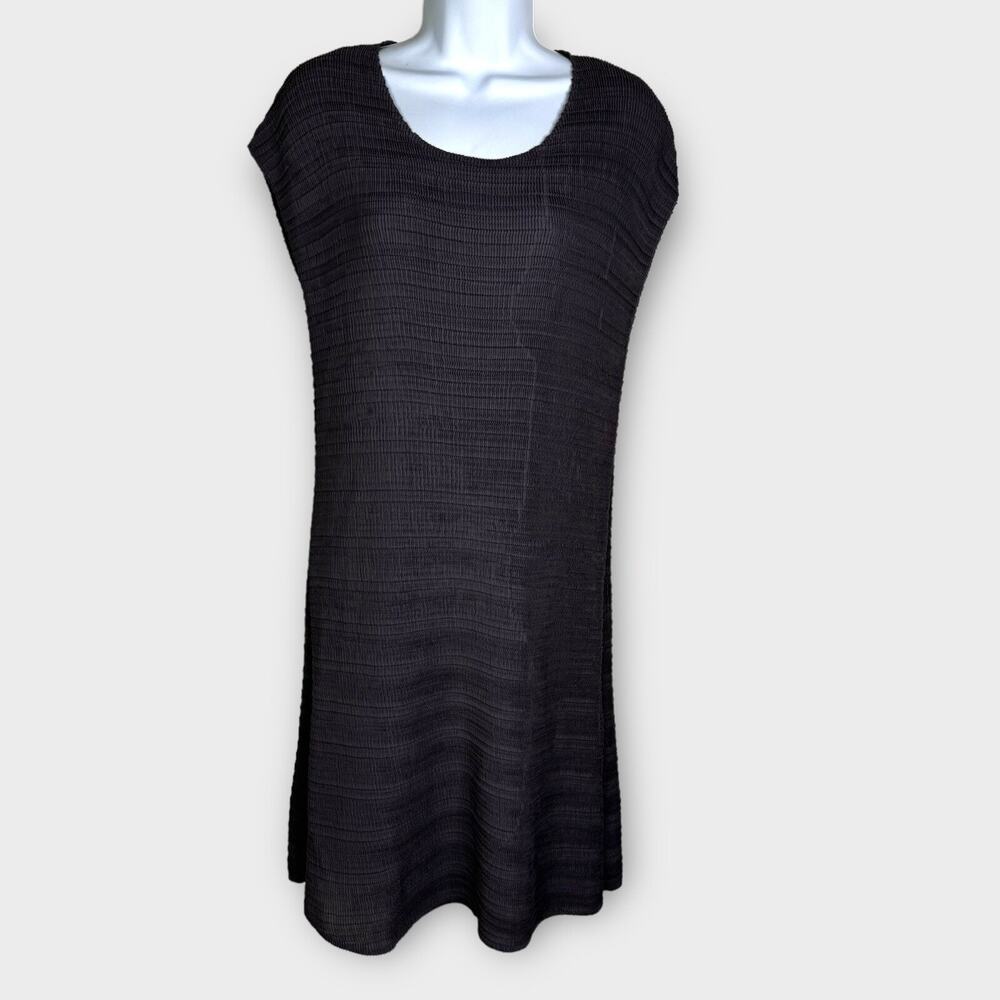 Alquema Gray Crinkle Dress Round Neck Sleeveless Women's Size 1